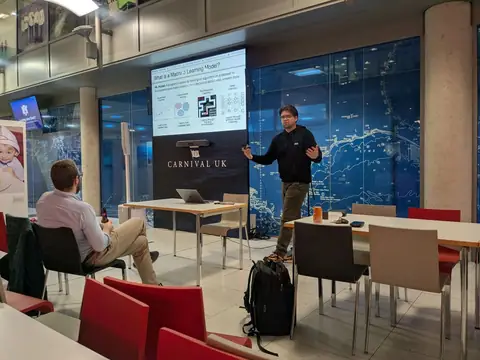 Austen Wallis speaking at PyData Southampton